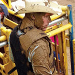 The joke about this picture of Const. Keegan Metz on the rodeo’s Twitter feed was, “Some people pay big money for a mud treatment at the spa. Some just cowboy up!”