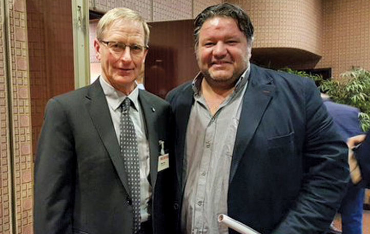 Henry Vos (left) with famous Italian chef Stefano Callegari, inventor of the “trapizzino” — a sandwich pizza.