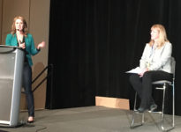 Fawn Jackson (l), executive director of the Canadian Roundtable for Sustainable Beef, and Cherie Copithorne-Barnes, rancher and roundtable chair spoke about creating a new definition of verified, sustainable beef in Canada.