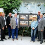 The announcement of the new Canadian Beef Centre of Excellence drew a crowd of officials. From left to right: Canada Beef president Rob Meijer, directors Mike Kennedy and Jack Hextall, chair Chuck MacLean, Western Economic Diversification Minister Michelle Rempel, Agriculture Minister Gerry Ritz, and director Jennifer MacDonald. Director Willie van Solkema and Red Deer MP Earl Dreeshen are at the rear.