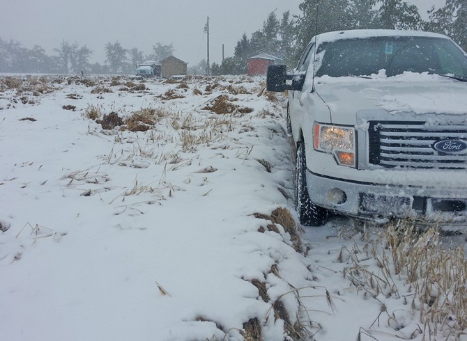 Brandon Gibb’s fields were covered in snow on Sept. 10 and 11.  Photos: courtesy of Brandon Gibb
