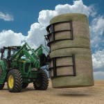 A rotating grapple takes bale stacking to a new level.