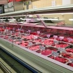 meat aisle in supermarket