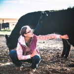 woman with cows