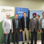 Agriculture Minister Gerry Ritz came to Lethbridge earlier this month to announce the country’s first ‘4P’ cereal-breeding deal. From the left, Ritz, Lethbridge MP Jim Hillyer, AWC chair Kent Erickson, wheat breeder Harpinder Randhawa and Canterra CEO David Hansen.