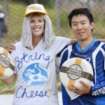 As champions at the 2015 Canadian Cheese Rolling Festival on Aug. 15, Rebecca Sharar of Bainbridge, Wash. and Paul Nguyen of Whistler, B.C. each received an 11-lb. wheel of Canadian Boerenkaas cheese.