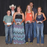 These six multi-tasking Angus enthusiasts were winners in the grand aggregate category at Showdown 2015. From left to right: Baxter Blair,
Chad Lorenz, Brooke Bablitz, Keely Adams, Chris Jermey, and Halley Adams.