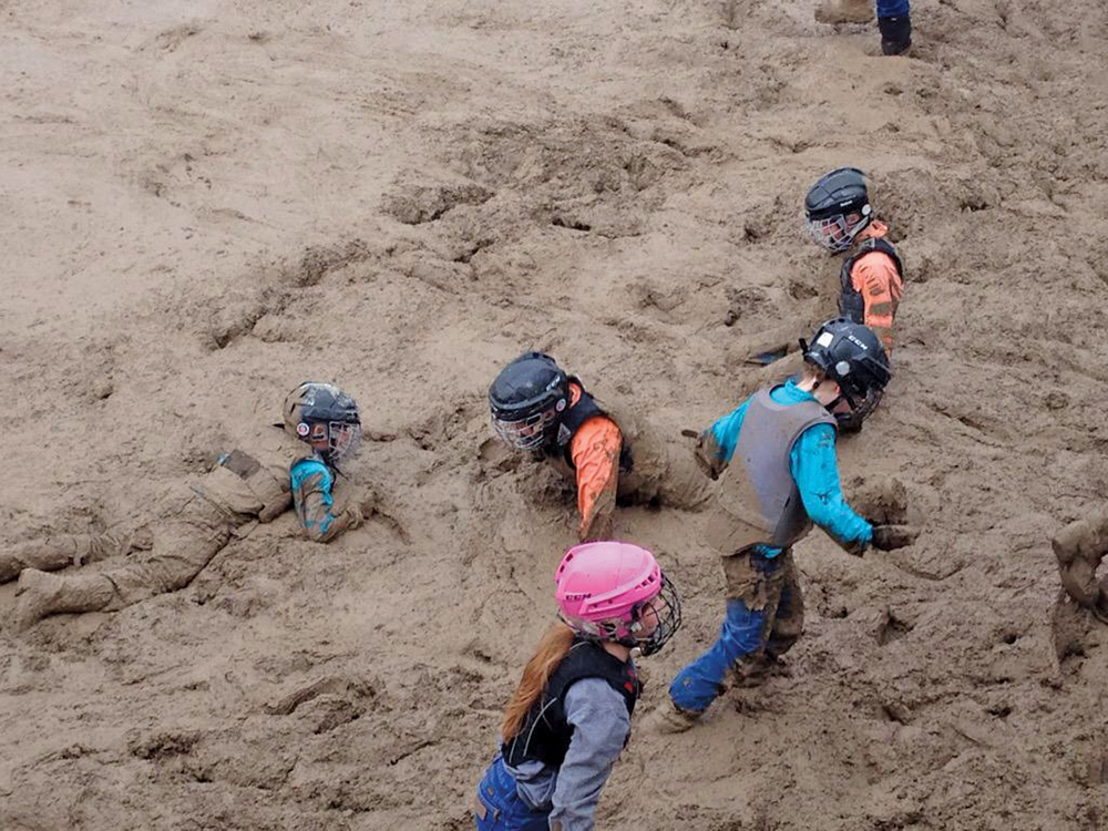 Take a rodeo grounds, add a steady overnight rain and a bunch of kids  in the wild pony race and this is the result.