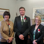 Dorothy Carlson (left) and Sherry Howey with Agriculture and Forestry Minister Oneil Carlier after being inducted into Alberta’s 4-H Hall of Fame.
