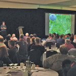 Odette Menard, an agricultural engineer and soil conservation expert with Quebec’s Ministry of Agriculture, speaks to a packed house during the Western Canada Conference on Soil Health.