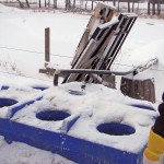 This system features an insulated trough serviced by a pump running from a dugout and powered by solar panels.