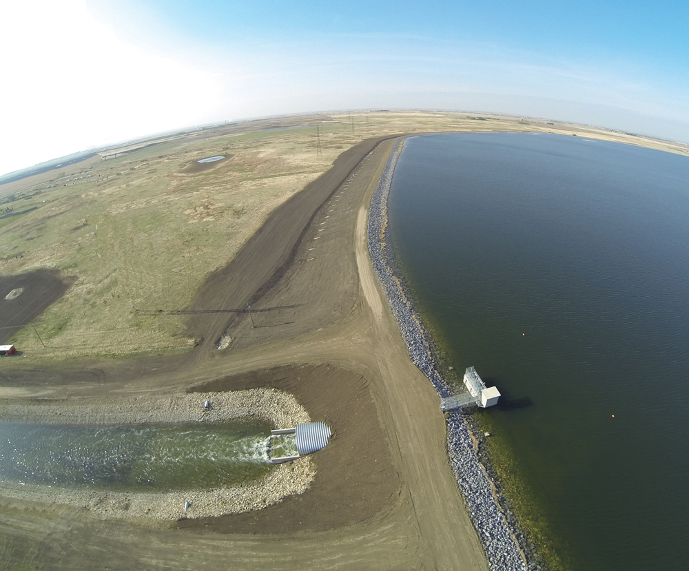 The capacity of the Langdon Reservoir was doubled two winters ago, but the big story for irrigation in Alberta is the gains in efficiency in the last decade and a half.