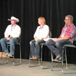 Verifier Gord Stephenson, contracted by Where Food Comes From, hosted a panel featuring (from left) Stephen Hughes of Chinook Ranch (Longview), Anne Wasko of Bar 4 Bar Land and Cattle (Eastend, Sask.) and Les Wall of KCL Cattle (Coaldale).