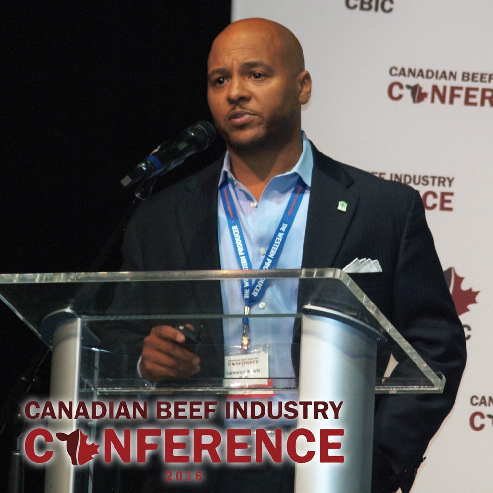 There was thunderous applause when Cameron Bruett said Canada leads the world in the effort to produce sustainable beef, but the JBS official also said the beef sector still faces many challenges.