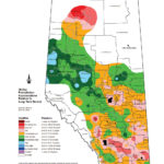 This map shows the total amount of precipitation that fell across agricultural Alberta during November compared to long-term averages. Overall, it was a relatively dry month with most areas seeing moderately low to very low amounts of precipitation. The one exception is the area between the central and northern region which saw average to moderately high amounts.