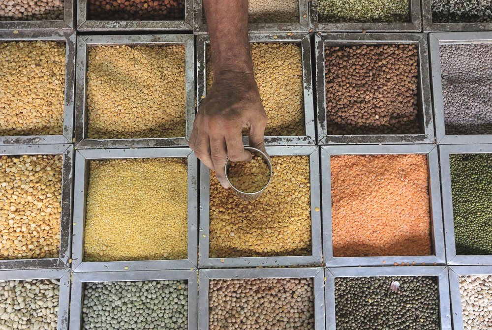 Lentils on display at a grocery store in Mumbai. India is the largest buyer of pulses in the world and Prairie producers supply half of those imports, generating $1.5 billion in sales for farmers here.