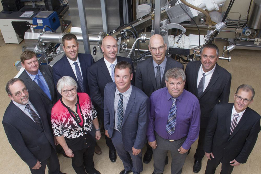 On board: Gary Stanford, Trent Rude, Jean-Marc Ruest, Harvey Brooks, Kevin Bender (back, l-r), Brent Watchorn,  Cigi CEO JoAnne Buth, Drew Baker, Bill Gehl and Jim Smolik (front, l-r).