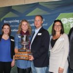 From left to right: This year’s Outstanding Young Farmers finalists Roelof and Mary van Benthem;
winning couple Jinel and Craig Ference; and Celeste and Craig Christensen.