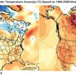 Long-range forecasts for April and June from the CFS weather model. April is expected to be cooler than average for much of Alberta and Saskatchewan, while June's forecast is for warmth right across the Prairies.