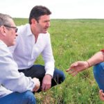 McDonald’s CEO Steve Easterbrook (centre) and Canadian division head John Betts met with Crossfield rancher Graeme Finn (right) on their tour of Alberta ranches in 2015. Canada’s beef sector is now a model for the company as it seeks to reduce greenhouse gas emissions.