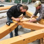 Mortise and tenon carpentry is a specialized form of building construction where large timbers are fit together. Recycled, large timbers from demolished grain elevators are a perfect resource for this building style.