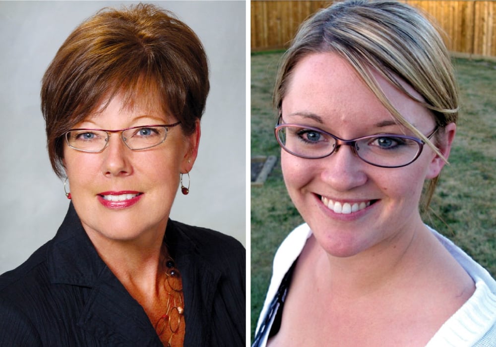 Brenda Schoepp (l) and Jennifer Blair each took home an award at the recent Canadian Farm Writers Federation conference.