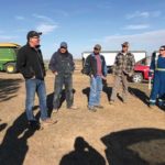 Foodgrains Bank co-ordinator Terence Barg (left) with Lance Knudsen, Joel Gustavson, Gerry Smith, and Brant Moos of the St. Paul’s Presbyterian Church & Community growing project in Eckville.