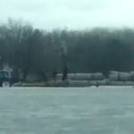 A view of a farm partially submerged in floodwater at Scribner, Neb. on March 14, 2019, in a still image from video obtained from social media on March 19. (Video screengrab from Angie Lange via Reuters)