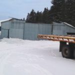 The front of Ken Munro’s machine shed doesn’t show the full scope of the damage following a collapse. (Photo courtesy Ken Munro)
