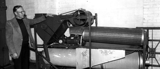 Seed grower Harvey Gjesdal, shown here in an undated Grainews file photo, created and patented the Gjesdal “Five-in-One” rotary seed cleaner, among several other inventions.
