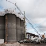 Concrete is poured in May for a grain terminal now owned by G3 Grain. Farmer deliveries in September reached their highest level in records since 2001. (CWB.ca)