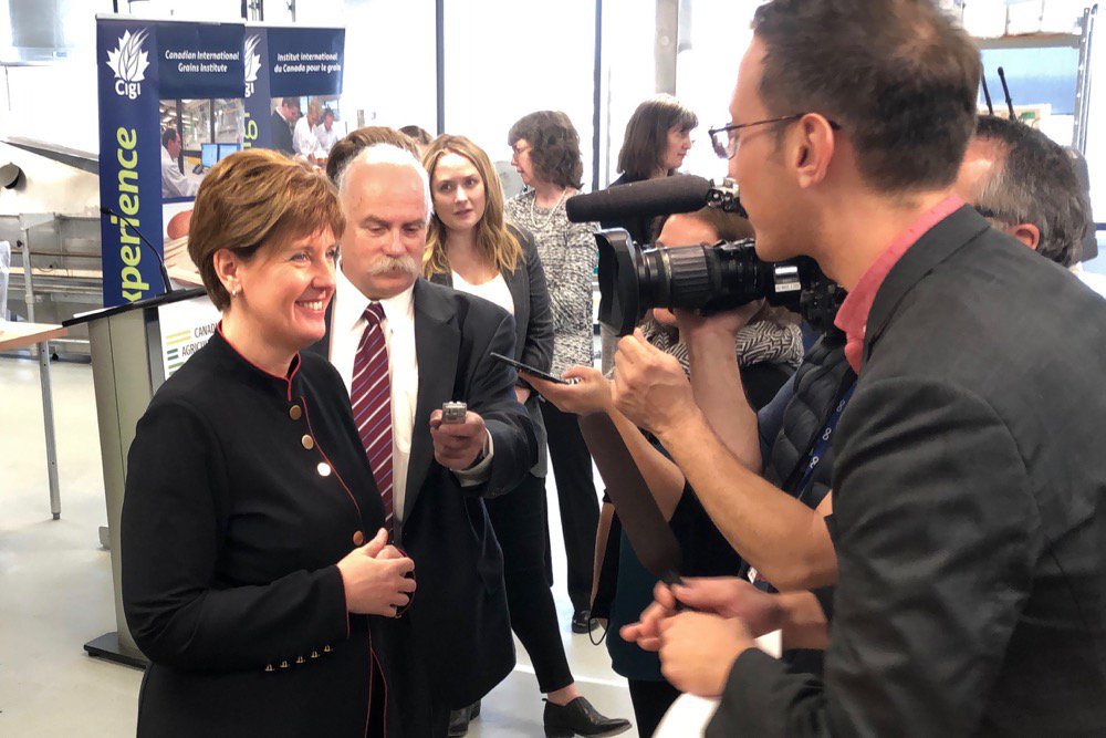 Ag Minister Marie-Claude Bibeau speaks to media at Cigi in Winnipeg on March 13, 2019. (Dave Bedard photo)
