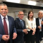 Connecting with customers such as Hideo Suzuki (far right), president for Belex chain of supermarkets in Japan, was a top priority for Alberta Canola director Andre Harpe (second from left) on a recent trade mission. Also pictured are Deputy Ag Minister Andre Corbould and Tanya Fir, the provincial minister of economic development, tourism and trade.