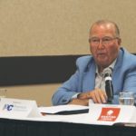 Manitoba’s agriculture minister Ralph Eichler, shown here at an Aug. 27 pre-election forum hosted by the Manitoba Farm Writers and Broadcasters Association, easily held his riding of Lakeside in the Sept. 10 provincial election. (Manitoba Co-operator photo by Geralyn Wichers)