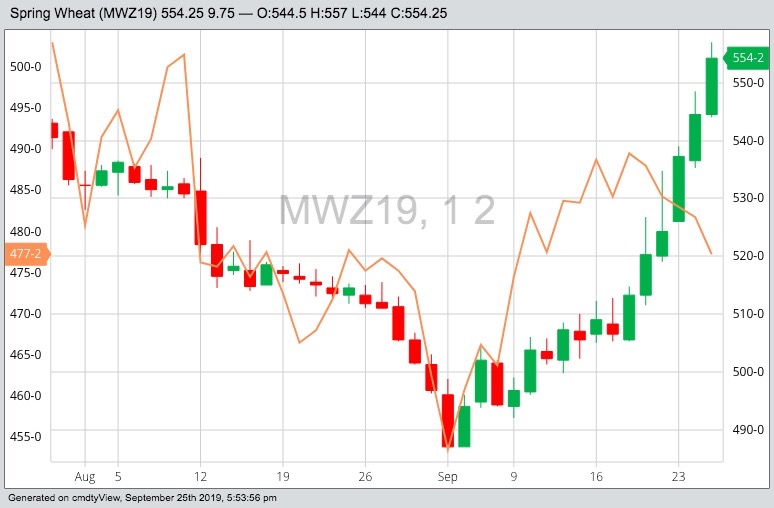 Spring wheat futures rally on North American weather woes