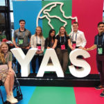 Bayer Youth Ag Summit attendees (from left) Kelcie Miller-Anderson, Brendon Hebor (Bayer youth ambassador and co-founder of Toronto’s Ripple Farms), Grace Heuver, Leah Davidson from Quebec, Karly Rumpel from Saskatchewan, Emmett Sawyer and Komie Hossini of Bayer CropScience Canada.