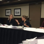 Producers Christi Friesen (left) and Josefine Bartlett with Deputy Prime Minister Chrystia Freeland (centre) at a meeting in Peace River on Jan. 8.