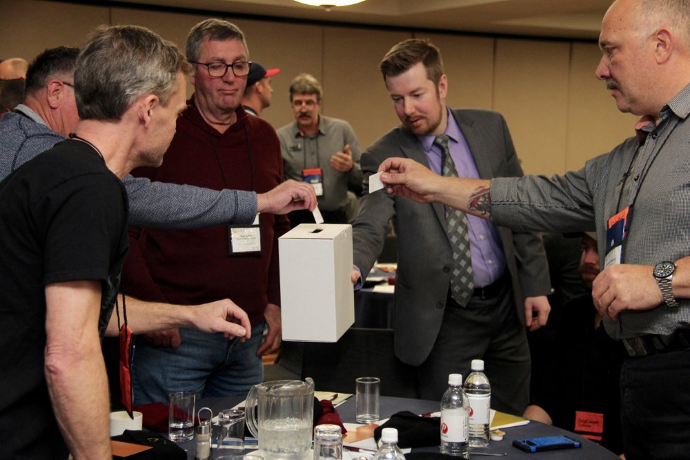 Members of the Manitoba Wheat and Barley Growers Association voted 66-16 at CropConnect on Feb. 13, 2020 in favour of their group’s merger into the Manitoba Crop Alliance. (Manitoba Co-operator photo by Geralyn Wichers)
