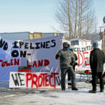 Anti-pipeline blockades — like this one in Edmonton in mid-February — are only part of the reason
why grain is backed up. But the situation will take months to fully be resolved.