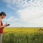 Research lead Willemijn Appels and Nathan Linder gather data from a local farmer’s canola field irrigated by subsurface drip irrigation.