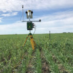 Sophisticated in-field weather stations, such as this John Deere Field Connect unit, provide real-time soil moisture readings at several depths in the soil profile.