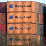 Hapag-Lloyd containers at a shipping terminal in Hamburg in March 2017. (File photo: Reuters/Fabian Bimmer)