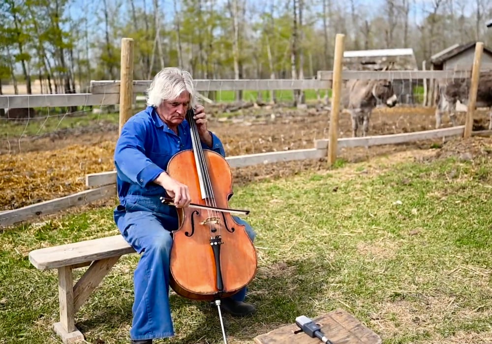 Victor Pipkin says his donkeys are very curious about his music — although they appear to be a bit indifferent to the haunting strains of “Nina” by Italian baroque composer Giovanni Battista Pergolesi. The cellist plays two pieces and gives a tour of his farm near Onoway in a new video by the Edmonton Symphony Orchestra.