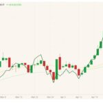CBOT May 2021 soybeans (candlesticks) with 20- and 50-day moving averages (yellow, light green lines) and May 2021 soyoil (dark green line). (Barchart)