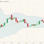 CBOT November 2021 soybeans (candlesticks) with Bollinger bands (20,2). (Barchart)