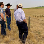 Nate Horner, then associate minister of rural economic development, joined now former ag minister
Devin Dreeshen (on left) and Premier Jason Kenney on a tour of drought-stricken fields and pastures near Bassano in July.