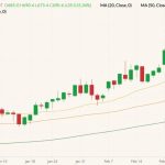 CBOT May 2022 corn (candlesticks) with 20-, 50- and 100-day moving averages (yellow, orange and dark green lines). (Barchart)