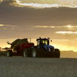 tractor seeding in a field