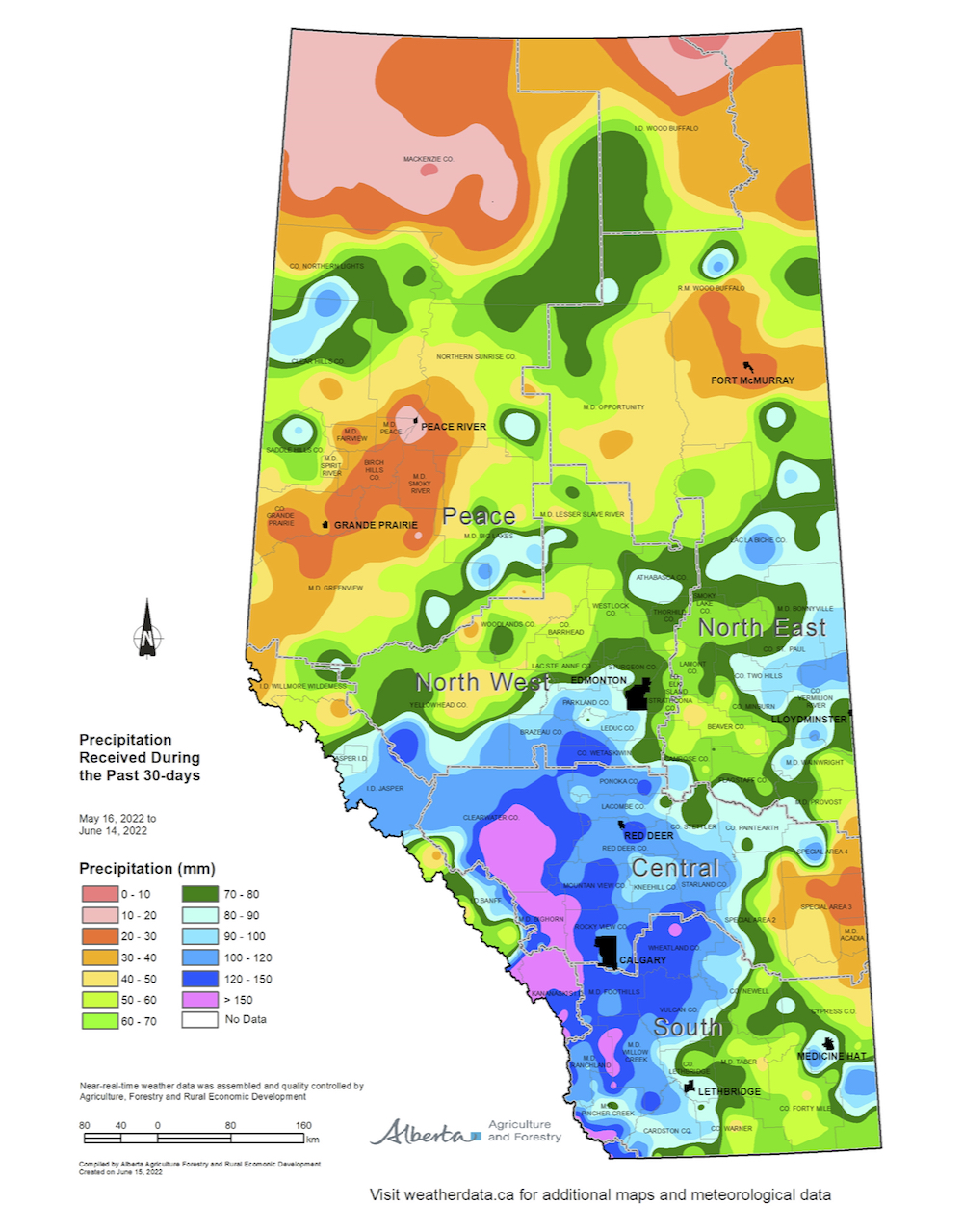Significant rain events in southern Alberta have not adequately recharged soil moisture, placing crops at risk going into summer.