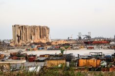 Wreckage of wheat silos at Lebanon’s Port of Beirut following an explosion at the port on Aug. 4, 2020. (Hiba Kallas/iStock/Getty Images)